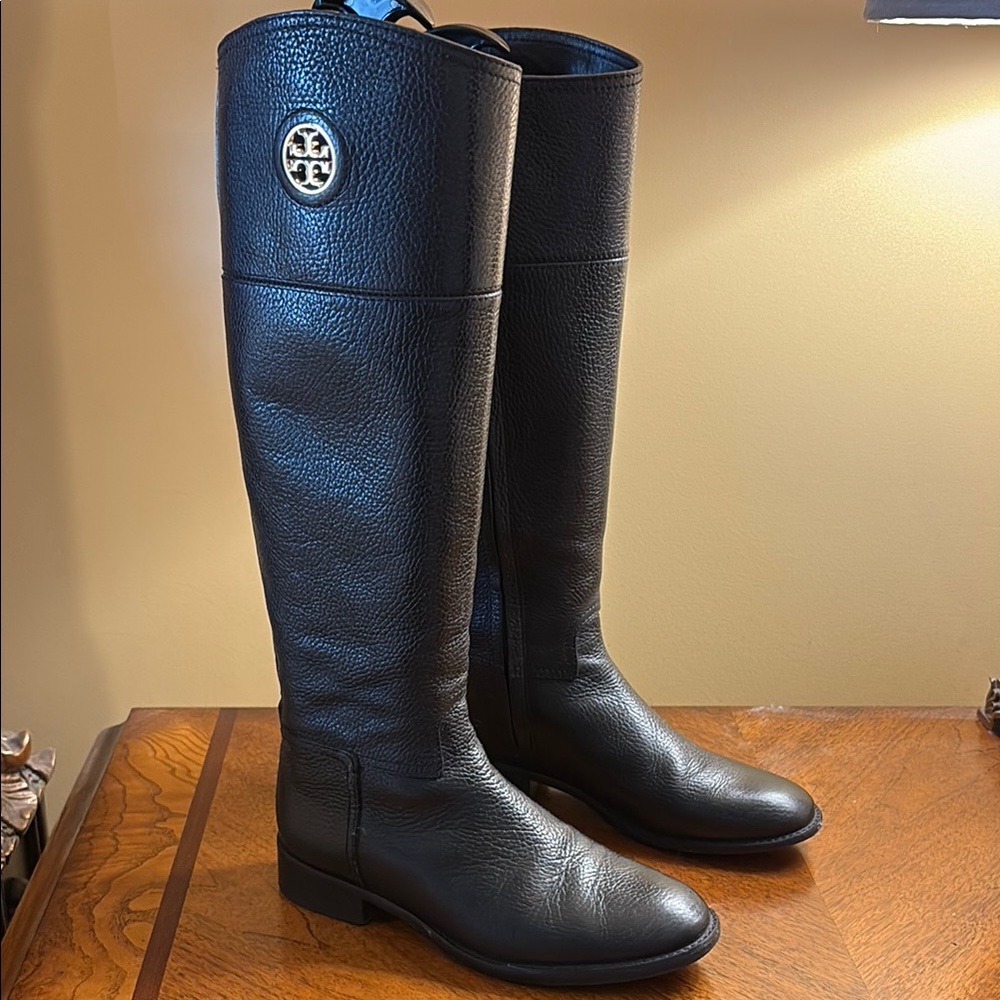 Tory Burch 
Black Leather Riding Boots